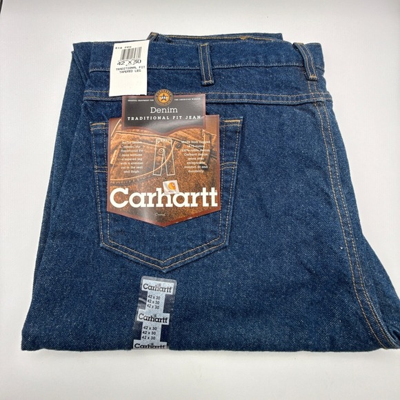 Carhartt Other - Carhartt Mens Traditional Fit Tapered Leg Denim Jeans 42x30 Blue B18 PRW NOS NWT